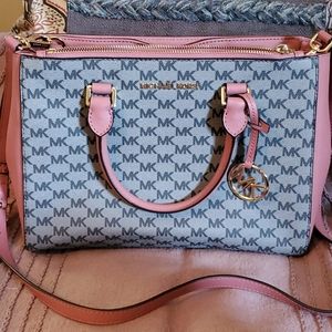 Michael Kors Kellen Leather Gray & Rose Satchel